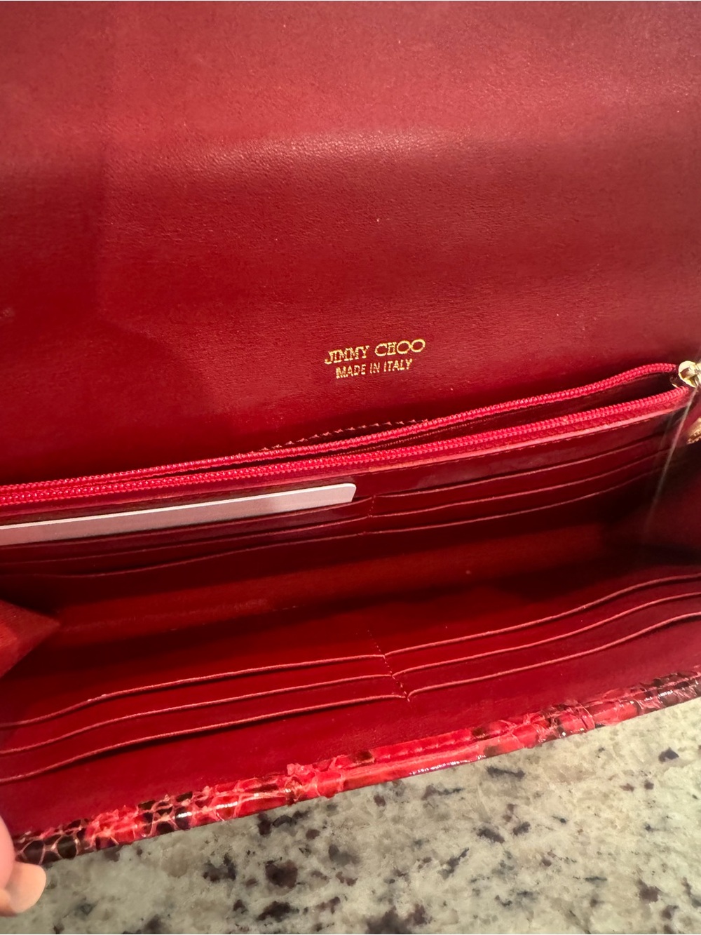 Jimmy Choo Red python Leather Clutch - Picture 3 of 8